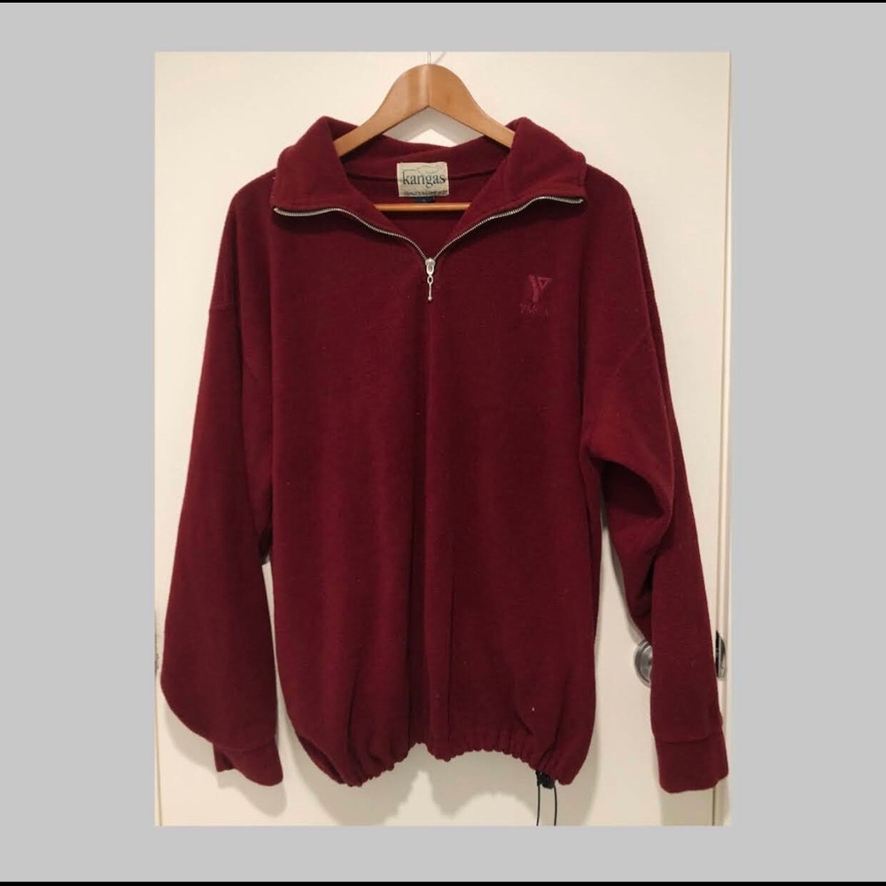 red quarter zip